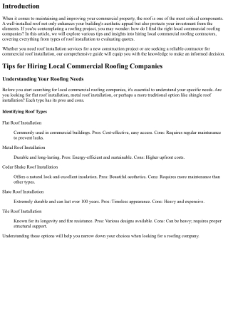 “Tips for Hiring Local Commercial Roofing Companies”