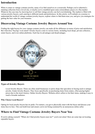 Discovering Vintage Costume Jewelry Buyers Around You