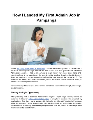 How I Landed My First Admin Job in Pampanga