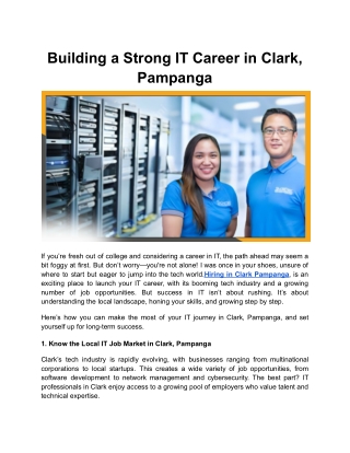 Building a Strong IT Career in Clark, Pampanga