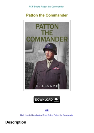 PDF Books Patton the Commander