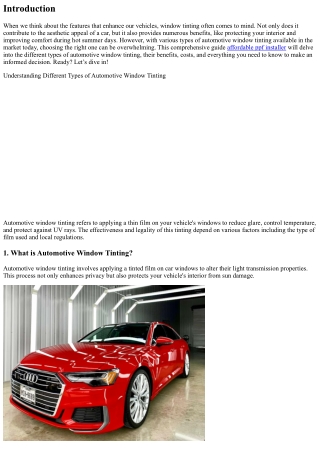 Understanding Different Types of Automotive Window Tinting