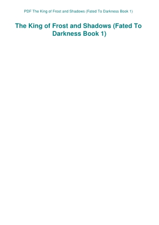 PDF The King of Frost and Shadows (Fated To Darkness Book 1)