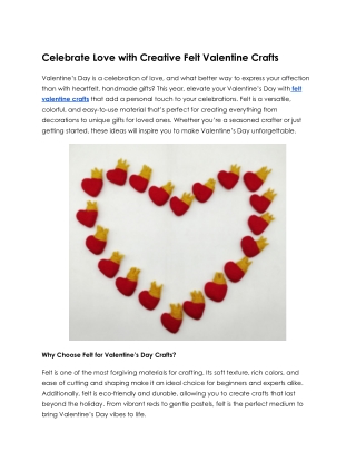 Craft Your Love with Felt Valentine Crafts