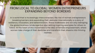 From Local to Global: Women Entrepreneurs Expanding Beyond Borders