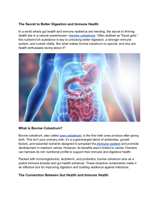 The Power of Bovine Colostrum for Digestive and Immune Health