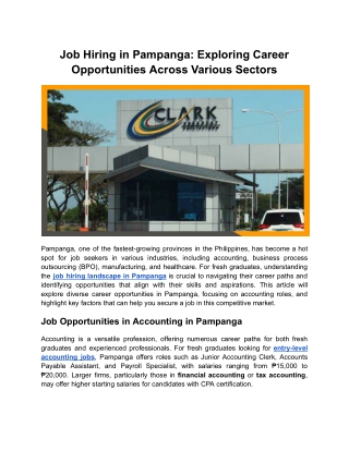 Job Hiring in Pampanga_ Exploring Career Opportunities Across Various Sectors