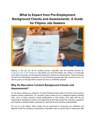 What to Expect from Pre-Employment Background Checks and Assessments_ A Guide for Filipino Job Seekers