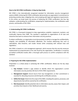 ISO 27001 certification