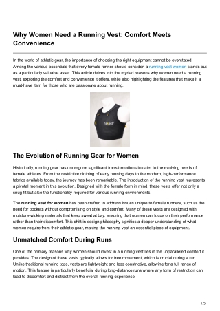 Why Women Need a Running Vest Comfort Meets Convenience