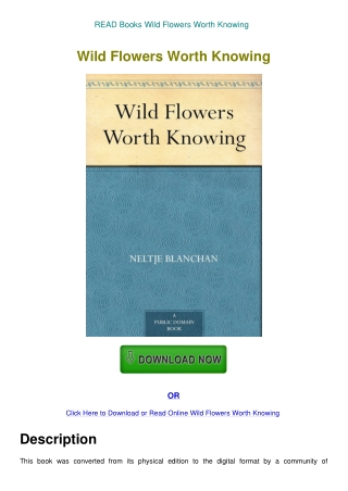 READ Books Wild Flowers Worth Knowing