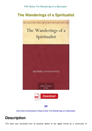 PDF Books The Wanderings of a Spiritualist