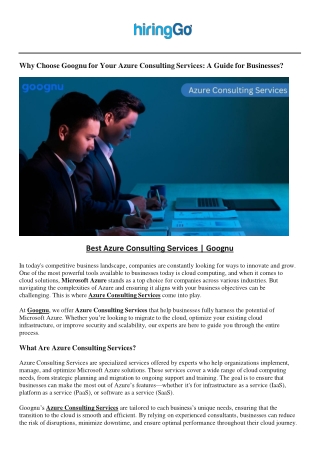 Best Azure Consulting Services - Goognu