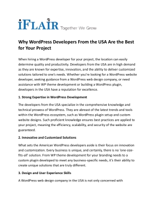 Why WordPress Developers From the USA Are the Best for Your Project