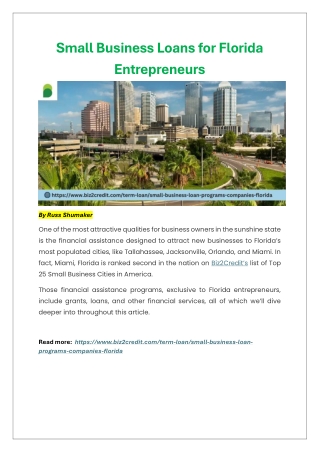 Small Business Loans for Florida Entrepreneurs