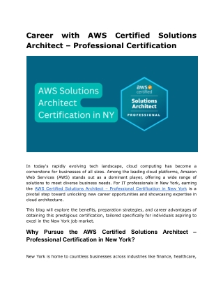 Career with AWS Certified Solutions Architect – Professional Certification
