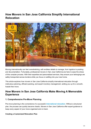 How Movers in San Jose California Simplify International Relocation