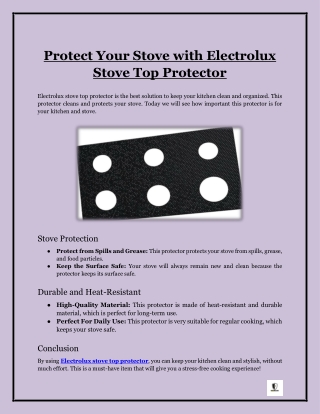 Protect Your Stove with Electrolux Stove Top Protector