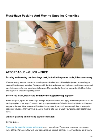 Must-Have Packing And Moving Supplies Checklist