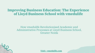 Lloyd Business School - Case Study | vmedulife Educational Solutions