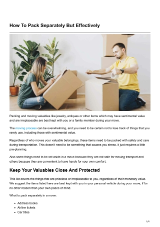 How To Pack Separately But Effectively