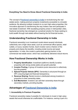 Everything You Need to Know About Fractional Ownership in India