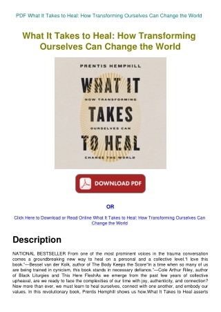 PDF What It Takes to Heal How Transforming Ourselves Can Change the World
