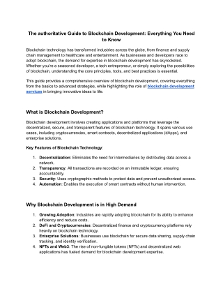 The authoritative Guide to Blockchain Development: Everything You Need to Know