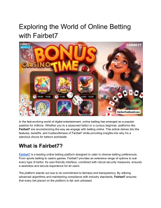 Exploring the World of Online Betting with Fairbet7