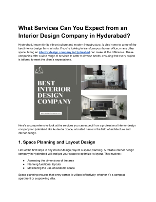 What Services Can You Expect from an Interior Design Company in Hyderabad?