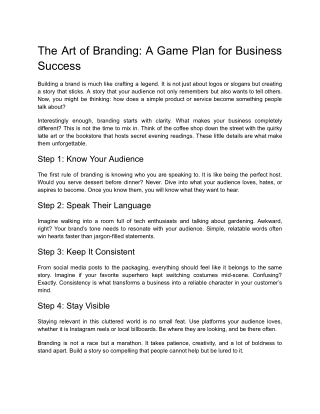 The Art of Branding_ A Game Plan for Business Success