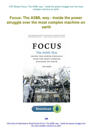 PDF Books Focus The ASML way - Inside the power struggle over the most complex machine on earth