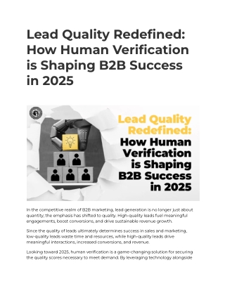 Lead Quality Redefined_ How Human Verification is Shaping B2B Success in 2025