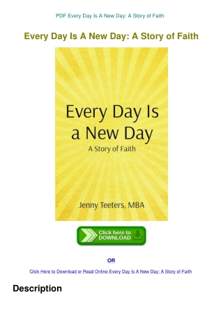 PDF Every Day Is A New Day A Story of Faith