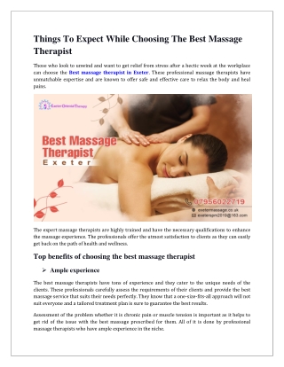 Best massage therapist Exeter-Top barefoot massage therapist