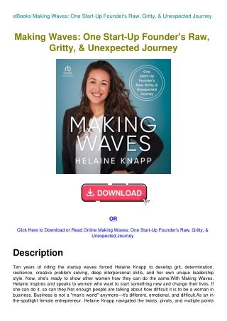 eBooks Making Waves One Start-Up Founder's Raw  Gritty  & Unexpected Journey