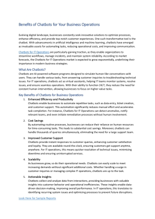 Benefits of Chatbots for Your Business Operations
