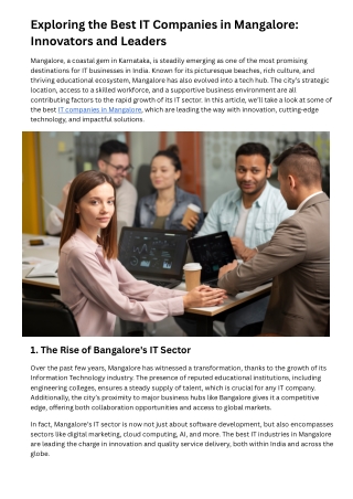Exploring the Best IT Companies in Mangalore Innovators and Leaders