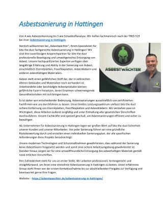 Asbestsanierung in Hattingen