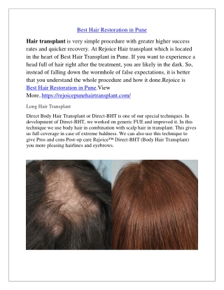 Best Hair Restoration in Pune
