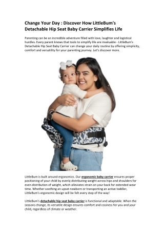 Simplify Parenting with LittleBum's Detachable Hip Seat Baby Carrier
