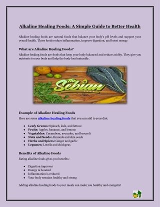 Alkaline Healing Foods- A Simple Guide to Better Health