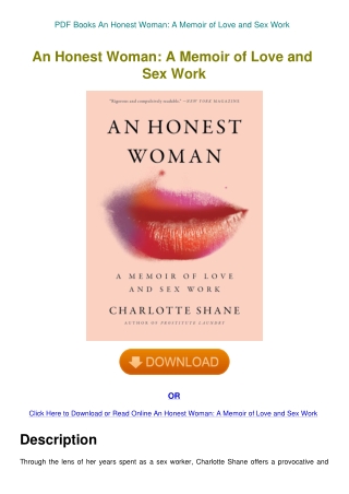 PDF Books An Honest Woman A Memoir of Love and Sex Work