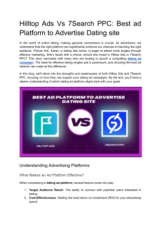 Hilltop Ads Vs 7Search PPC: Best ad Platform to Advertise Dating site