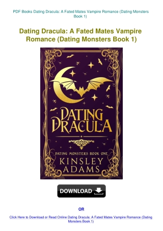 PDF Books Dating Dracula A Fated Mates Vampire Romance (Dating Monsters Book 1)