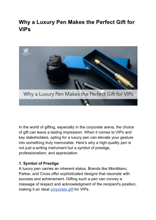 Why a Luxury Pen Makes the Perfect Gift for VIPs