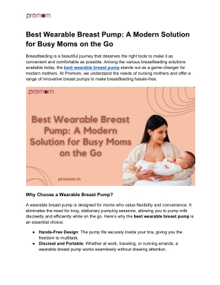 Best Wearable Breast Pump_ A Modern Solution for Busy Moms on the Go