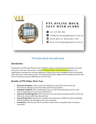 PTE Online Mock Test with Score