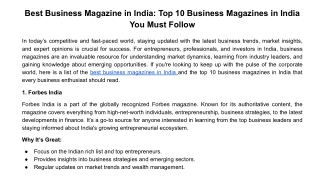 Best Business Magazine in India Top 10 Business Magazines in India You Must Follow