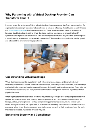 Why Partnering with a Virtual Desktop Provider Can Transform Your IT
